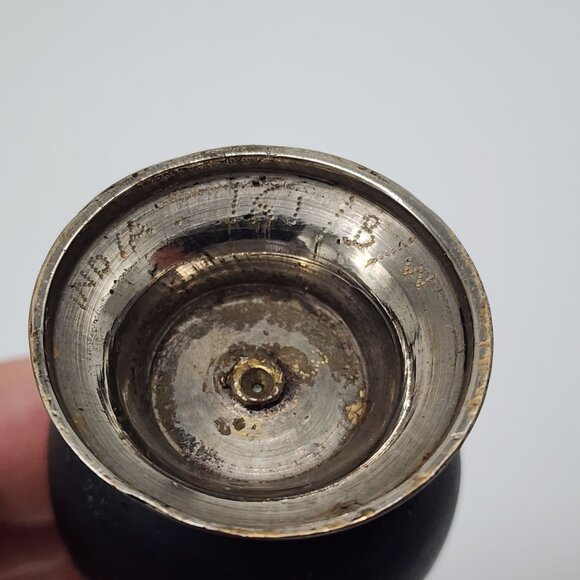 Vintage Black & Silver Miniature Floral Metal Vase With Engraved Base - Picture 4 of 10